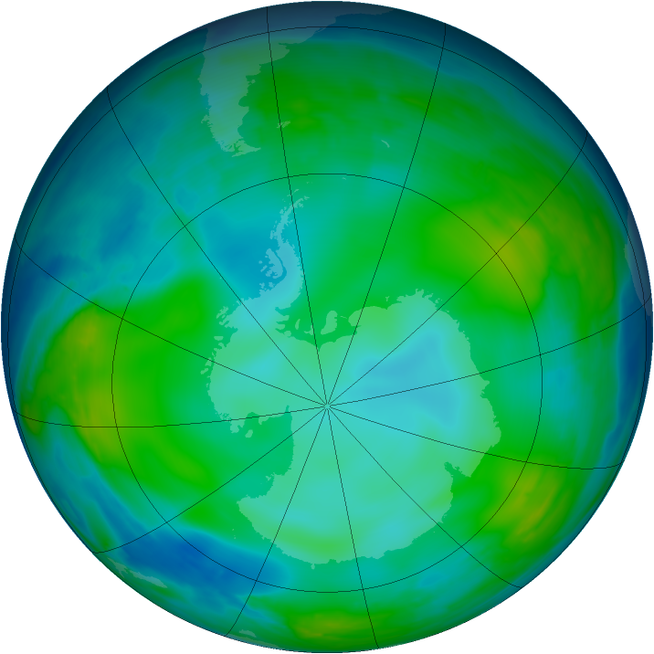 Antarctic ozone map for 11 June 2008